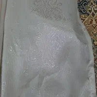 دو قواره پرده ساتن زیبا طرح ترنج رنگ سفید نباتی|پرده، رانر، رومیزی|ری, دیلمان|دیوار