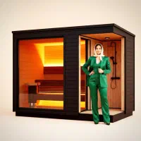 سونا خشک ۵ نفره تولید کارخانه‌ای کابین دوش جکوزی