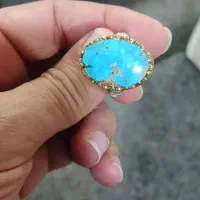 انگشتر نقره فیروزه اصل رگ طلایی