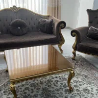 مبل استیل هفت نفره+میز جلو مبلی