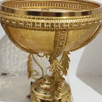 آجیل خوری/میوه خوری پایه دار طلایی نگین دار