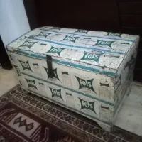 صندوق چوبی فلزی قدیمی طول 80 عرض 45 ارتفاع 50 سانت