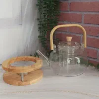 قوری پیرکس با دسته چوبی|قوری، کتری، قهوه‌ساز دستی|قزوین, |دیوار