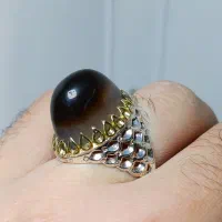 انگشتر نقره عقیق سه پوست طبیعی