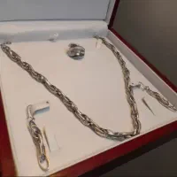 سرویس گردنبند و انگشتر نقره زنانه کاملاً مشابه طلا