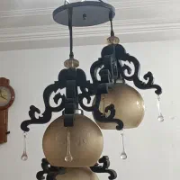 لوستر چوبی سه شعله و تک شعله تمیز|لوستر و چراغ آویز|تهران, شهرک فردوس (حسینی)|دیوار
