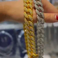 گردنبند فول نگین دو رنگ طلاییو نقره ای