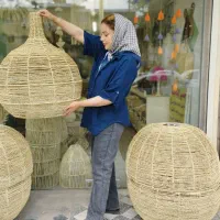 لوستر حصیری حصیر لوستر رافیا آباژور حصیری|لوستر و چراغ آویز|رشت, منظریه|دیوار