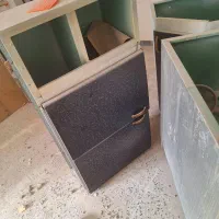 کابینت فلزی با سینک و هود و سنگ رو