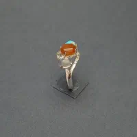 انگشتر نقره زنانه سه نگین معدنی|جواهرات|قم, حاج زینل|دیوار