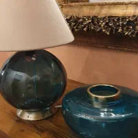 آباژور وگلدان شیشه وفلز