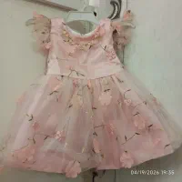 دمپایی و لباس مجلسی نوزاد دخترانه نو