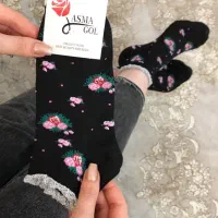 جوراب مچی مشکی/لب تور/کبریتی