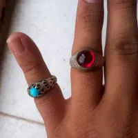 انگشتر یاقوت و فیروزه نقره|جواهرات|بافت, |دیوار