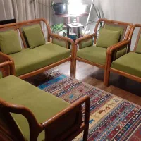 مبل ست ۶ نفره چوب|مبلمان خانگی و میز عسلی|گلبهار, شهر جدید گلبهار|دیوار