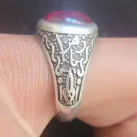 انگشتر نقره لعل اصل قدیمی و نگینهای جواهری|جواهرات|شیراز, زرهی|دیوار