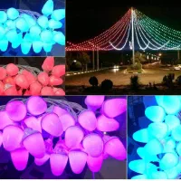 ریسه بلوطی 7 رنگ rgb رقص نور 10متری 15 لامپ ضد آب