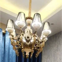 تک لوستر ۸ شاخه برنز و چینی وارداتی|لوستر و چراغ آویز|تهران, سعادت‌آباد|دیوار