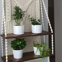 دیوار کوب و شلف گلدان های مکرومه بافی