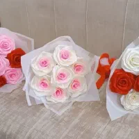 گل رز. روبانی  دسته گل و باکس گل|گل مصنوعی|کاشان, صنعت|دیوار