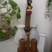 جاعودی ، گلدان و نمکدان چوبی