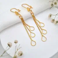 گوشواره آبکاری طلا ضدحساسیت مدل ریش ریش