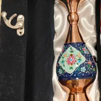 گلدان مس و میناکاری کار دست اصل کرمان ۲۱ سانتیمتر