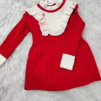 بافت دخترانه(کاموا کشی زخیم) قرمز و صورتی کمرنگ