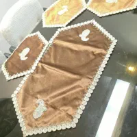 ست رومیزی مخمل ۵ تکه