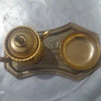 سینی و قوری و کاسه برنجی پارچ انگشتی مس کلکسیونی
