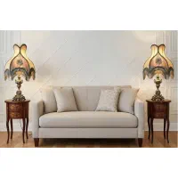 یک جفت آباژور برنز با شیدهای نو دستدوز