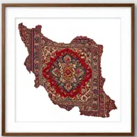 «تابلو نقشه ایران / تکه‌های فرش قدیمی