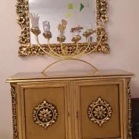 کنسول ورق طلاچوب راش منبت کاری