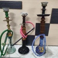 سه عدد قلیان قلیون چوبی و برنجی