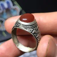 دوعدد انگشتر نقره عقیق ۹۲۵