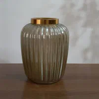 گلدان لب برنجی شیشه ای