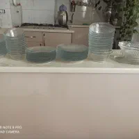 دو دست کامل سرویس ظرف شیشه ای غذاخوری