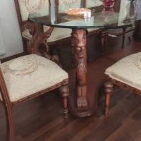 میز نهارخوری کله قوچی با صندلی وباروکشهای صندلی