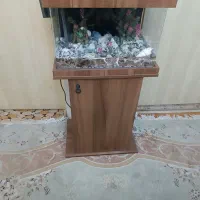 آکواریوم شیشه خم با پایه و لوازم