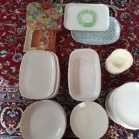 ظروف ملامین آنتیک عتیقه بشقاب کاسه در حد نو سالم