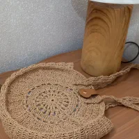 کیف گرد ساحلی با نخ رافیا