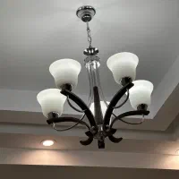 لوستر ۵ شاخه چوبی|لوستر و چراغ آویز|تهران, باغ خزانه|دیوار