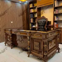 میز مدیریت کلاسیک مبلمان اداری شاهنشاهی صندلی چوبی