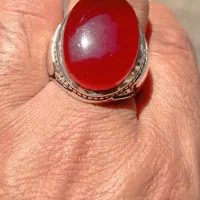 عقیق سرخ معدنی شجر دار با رکاب نقره قلم زنی گوزن|جواهرات|تهران, فلاح|دیوار