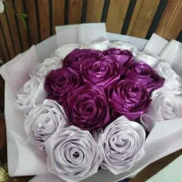 دسته گل روبانی جاویدانی رنگ بسیار زیبا 18شاخه