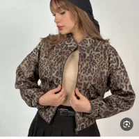 بامبر جکت پلنگی .جنس کتان گرم بالا