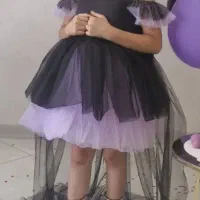 پیراهن مجلسی کرومی مشکی بنفش دخترانه|کفش و لباس بچه|کرمانشاه, |دیوار