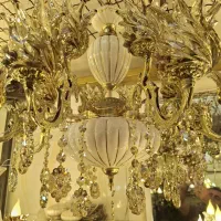 لوستر 4شاخه 8شعله برنز چینی راه راه اصل|لوستر و چراغ آویز|تبریز, |دیوار