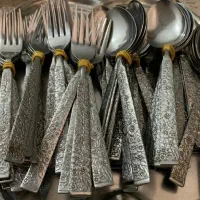 ظروف قدیمی قاشق، چنگال  حسن بن علی، سینی ، کارد