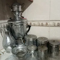 سرویس سماور و پاسماوری برنجی به همراه پارچ|سماور، چایساز، قهوهساز|مشهد, الهیه|دیوار